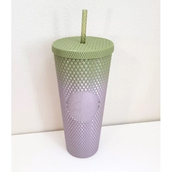 Starbucks Fall 2024 Green & Purple Metallic STUDDED Tumbler Cold Cup 24oz Venti - Picture 2 of 3